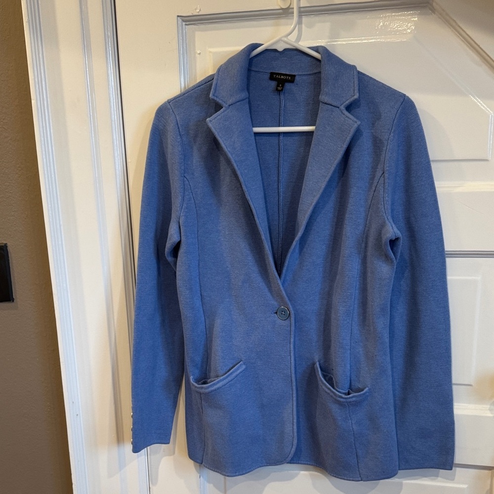 Blue knit Talbots Blazer with Pockets